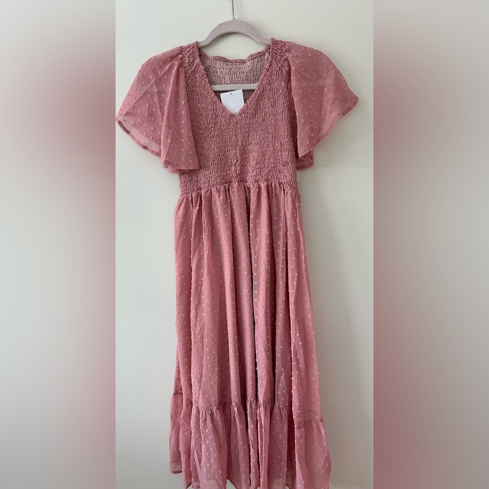 Pink Flutter Sleeve MATERNITY Dress